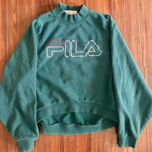 FILA teal vintage cropped crewneck, women’s size S